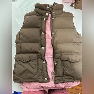 J. Crew Khaki and Blush Puffer Vest